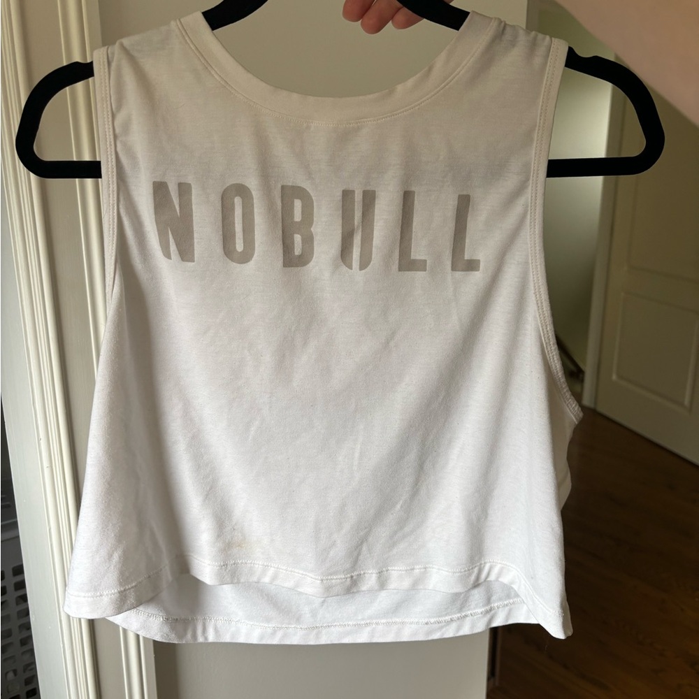 NOBULL White Muscle Tank Crop Relaxed